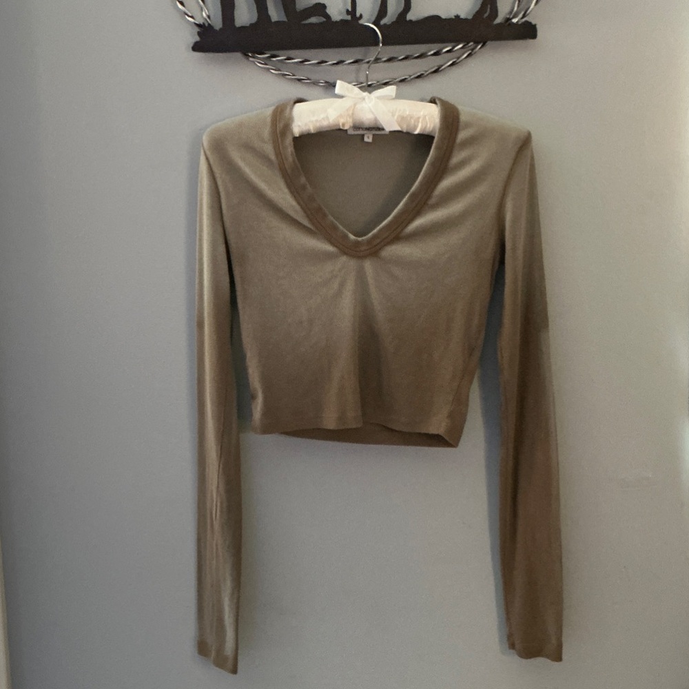 Cotton Citizen V-Neck Long Sleeve Cropped